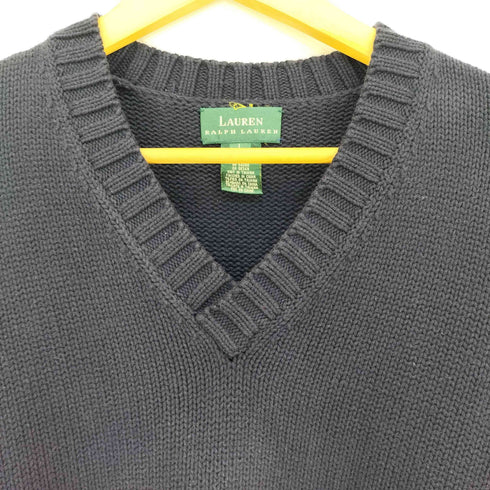 ローレンラルフローレン LAUREN RALPH LAUREN 80s 緑タグ ポニー無 Vネック コットンニット レディース import:L