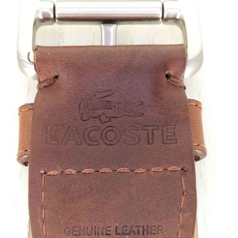 ラコステ LACOSTE ストライプ レザー切り替え ベルト メンズ 36inch