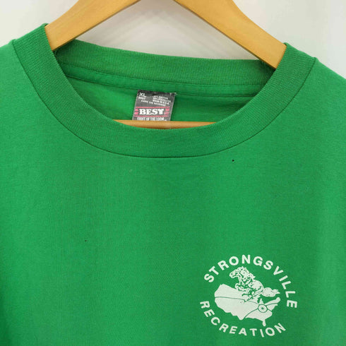 フルーツオブザルーム FRUIT OF THE LOOM 90s USA製 STRONGSVILLE RECREATION プリント シングルステッチ クルーネックTシャツ メンズ import:XL