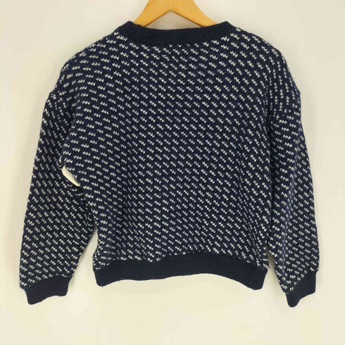 エルエルビーン L.L.Bean 60S ノルウェー製 総柄 筆記体タグ ウール クルーネック バーズアイ ニット レディース import:S