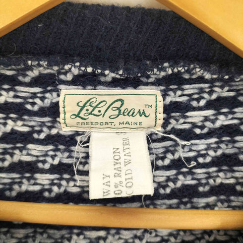 エルエルビーン L.L.Bean 60S 筆記体タグ ノルウェー製 総柄 ウール クルーネック バーズアイ ニット セーター メンズ import:S