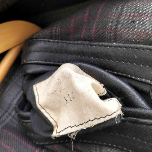 70-80s ZVCD 裏地チェック レザー ダブル チェスターコート メンズ