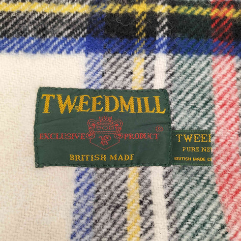 ツイードミル TWEEDMILL 英国製 タータン チェック ウール 大判 フリンジ ストール メンズ