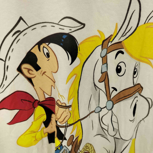 両面 コミック イラストプリント クルーネックTシャツ メンズ