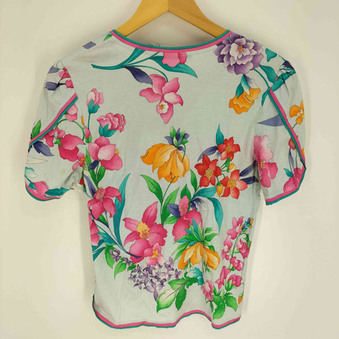 レオナール LEONARD 総柄 花柄 ハイビスカス リボンデザイン シルク カットソー レディース JPN:L