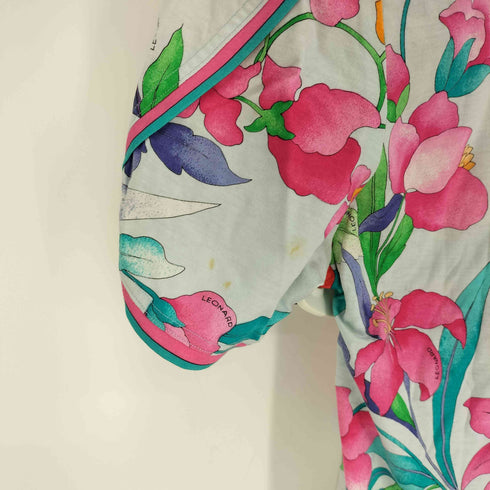 レオナール LEONARD 総柄 花柄 ハイビスカス リボンデザイン シルク カットソー レディース JPN:L