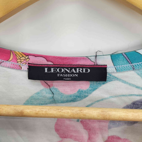 レオナール LEONARD 総柄 花柄 ハイビスカス リボンデザイン シルク カットソー レディース JPN:L