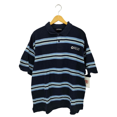 SOUTH POLE ロゴ刺繍 鹿の子 ボーダー ポロシャツ メンズ import:L