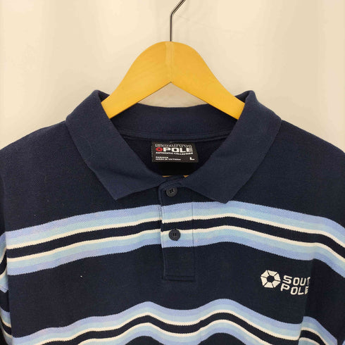 SOUTH POLE ロゴ刺繍 鹿の子 ボーダー ポロシャツ メンズ import:L