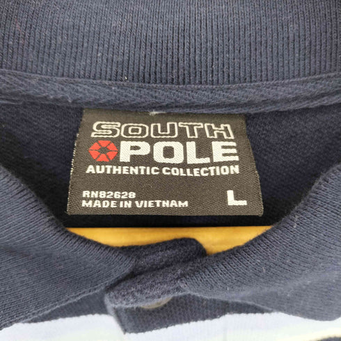 SOUTH POLE ロゴ刺繍 鹿の子 ボーダー ポロシャツ メンズ import:L