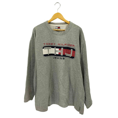 トミージーンズ tommy jeans 90-00s USA製 ロゴプリント クルーネックスウェット メンズ XXL