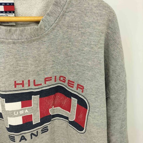 トミージーンズ tommy jeans 90-00s USA製 ロゴプリント クルーネックスウェット メンズ XXL