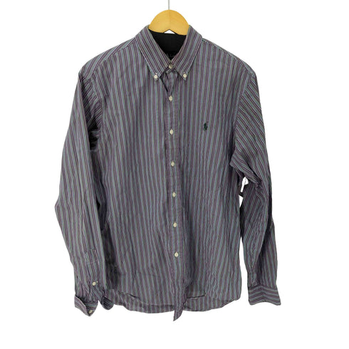 ラルフローレン RALPH LAUREN CUSTOM FIT ストライプ ボタンダウンシャツ メンズ import:L