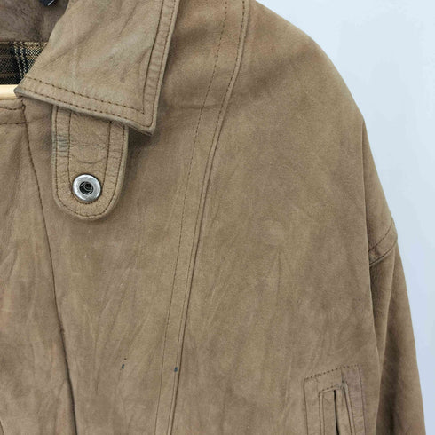 90s 裏地チェック スウェード レザー ジャケット メンズ import:L