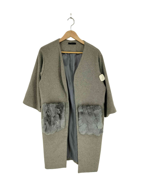 ALLUGE ラビットファーポケット ノーカラー混コート レディース JPN:M