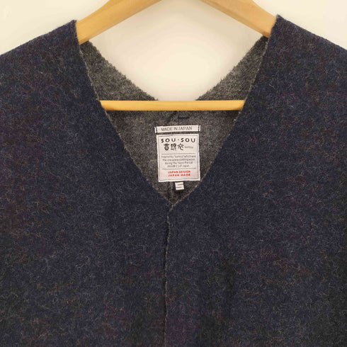 ソウソウ SOU・SOU 貫頭衣 カントウイ ウール 切替 Vネック ニット セーター レディース JPN:S