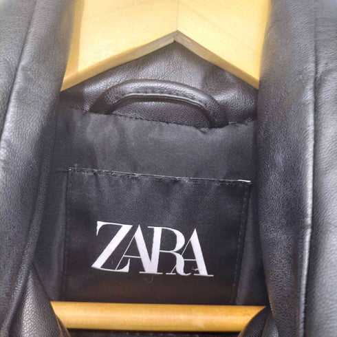ザラ ZARA フェイクレザークロップドパフジャケット レディース import:S