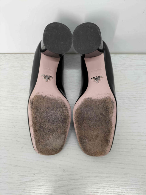 プラダ PRADA スクエアトゥ エナメル ヒールパンプス レディース 35 1/2