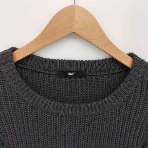 ハレ HARE 24AW レースアップ ステッチ ニット プルオーバー メンズ FREE
