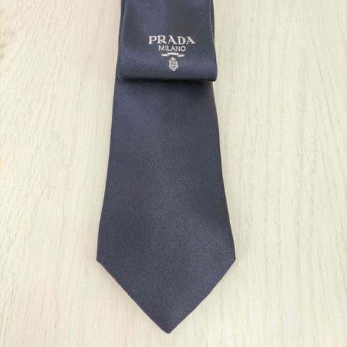 プラダ PRADA ロゴ刺繍 シルク100% ネクタイ メンズ