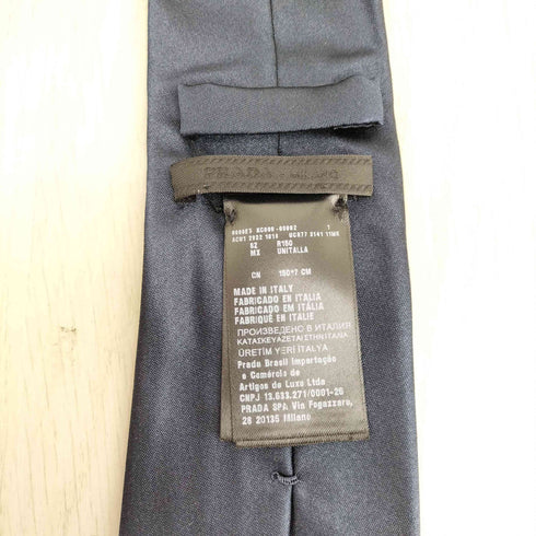 プラダ PRADA ロゴ刺繍 シルク100% ネクタイ メンズ