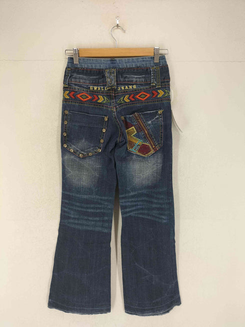 スタッズ&刺繍フレアデニムパンツ Y2K レディース 25