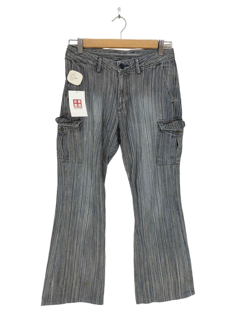 ストライプフレアカーゴパンツ Y2K レディース M
