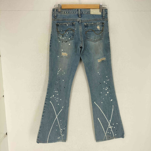 ペイントデザインダメージフレアデニムパンツ Y2K レディース 28