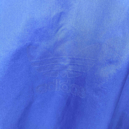 アディダス adidas 80-90S デサント製 トレフォイル ロゴプリント 3ストライプ ナイロン プルオーバー フーディ メンズ import:L