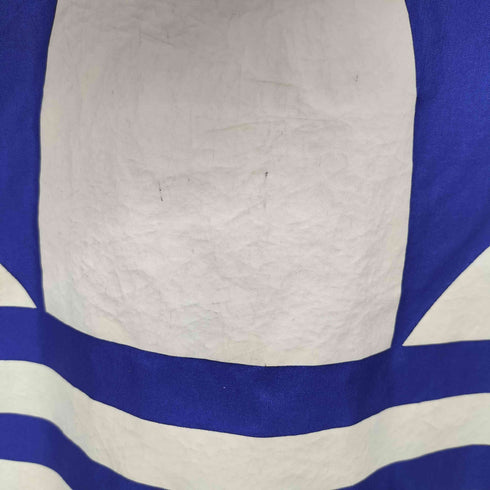 アディダス adidas 80-90S デサント製 トレフォイル ロゴプリント 3ストライプ ナイロン プルオーバー フーディ メンズ import:L