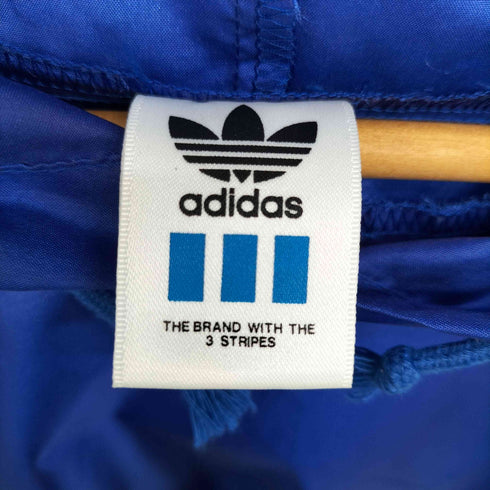 アディダス adidas 80-90S デサント製 トレフォイル ロゴプリント 3ストライプ ナイロン プルオーバー フーディ メンズ import:L