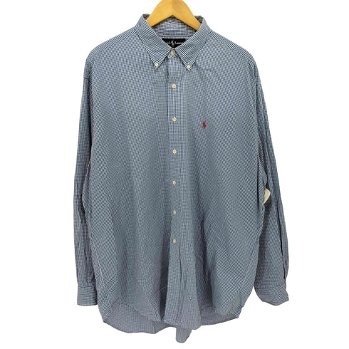 ラルフローレン RALPH LAUREN 90S BLAKE ポニー刺繍 ギンガムチェック ボタンダウン L/S シャツ メンズ import:XL