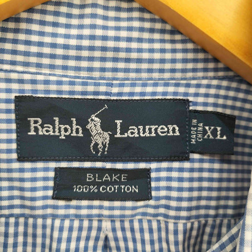 ラルフローレン RALPH LAUREN 90S BLAKE ポニー刺繍 ギンガムチェック ボタンダウン L/S シャツ メンズ import:XL