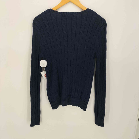 ポロバイラルフローレン Polo by RALPH LAUREN 90S ポニー Vネック コットン ケーブル ニット セーター レディース import:S