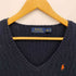 ポロバイラルフローレン Polo by RALPH LAUREN 90S ポニー Vネック コットン ケーブル ニット セーター レディース import:S