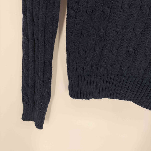 ポロバイラルフローレン Polo by RALPH LAUREN 90S ポニー Vネック コットン ケーブル ニット セーター レディース import:S