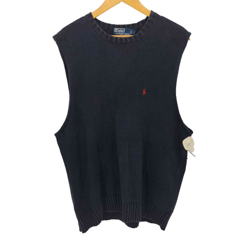 ポロバイラルフローレン Polo by RALPH LAUREN 90S PIMA COTTON ポニー 刺繍 クルーネック コットン ニット ベスト メンズ import:L