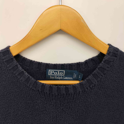 ポロバイラルフローレン Polo by RALPH LAUREN 90S PIMA COTTON ポニー 刺繍 クルーネック コットン ニット ベスト メンズ import:L