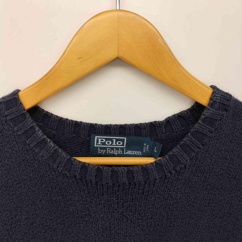 ポロバイラルフローレン Polo by RALPH LAUREN 90S PIMA COTTON ポニー 刺繍 クルーネック コットン ニット ベスト メンズ import:L