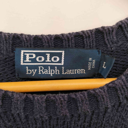 ポロバイラルフローレン Polo by RALPH LAUREN 90S PIMA COTTON ポニー 刺繍 クルーネック コットン ニット ベスト メンズ import:L