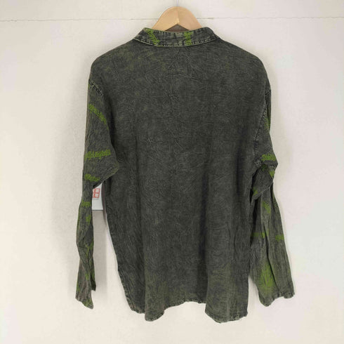 MADE IN NEPAL 総柄袖フレアスタンドカラーシャツ メンズ L