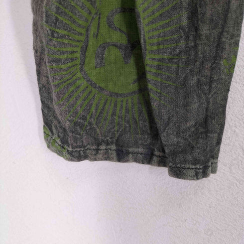 MADE IN NEPAL 総柄袖フレアスタンドカラーシャツ メンズ L