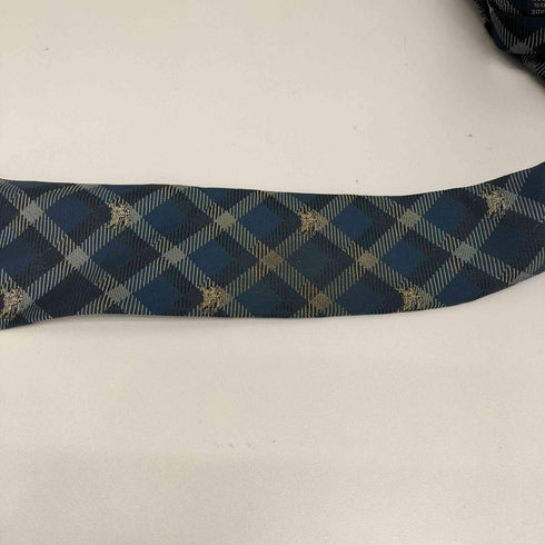 バーバリーズ BURBERRYS ホースロゴ刺繍 チェック 総柄 シルク ネクタイ メンズ