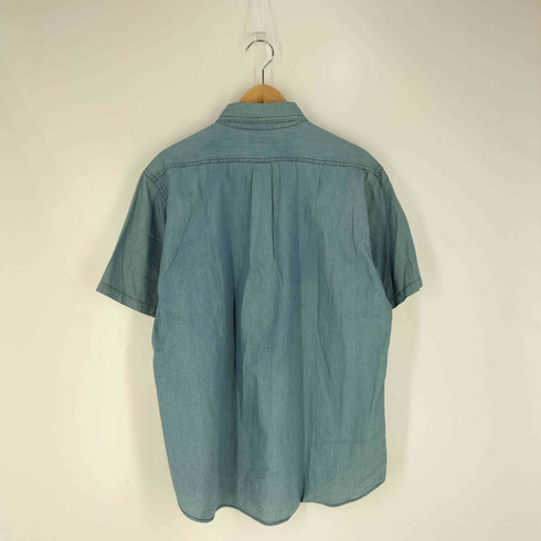 カンタベリー CANTERBURY ロゴ刺繍 ボタンダウン 半袖 シャンブレーシャツ メンズ import:XL