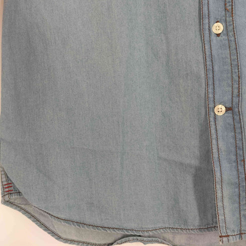 カンタベリー CANTERBURY ロゴ刺繍 ボタンダウン 半袖 シャンブレーシャツ メンズ import:XL