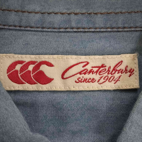 カンタベリー CANTERBURY ロゴ刺繍 ボタンダウン 半袖 シャンブレーシャツ メンズ import:XL