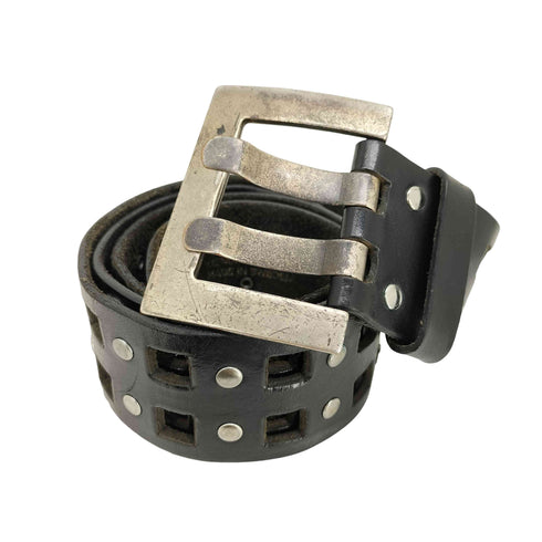 ジェイリンドバーグ J.LINDEBERG ロゴ刻印 スタッズ レザーベルト メンズ