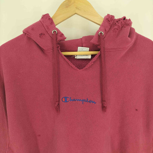 チャンピオン Champion 復刻 青タグ REVERSE WEAVE リバースウィーブ 目有り ロゴ 刺繍 リメイク ダメージ ボロ プルオーバー パーカー フーディー メンズ 2XL