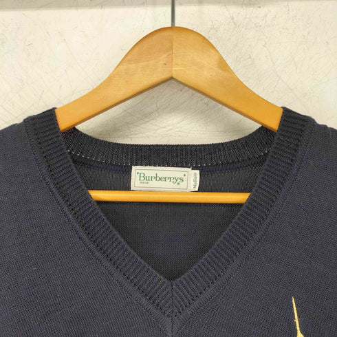 バーバリーズ BURBERRYS ロゴ刺繍 ゴルフウェア 長袖 Vネックニット メンズ JPN:M