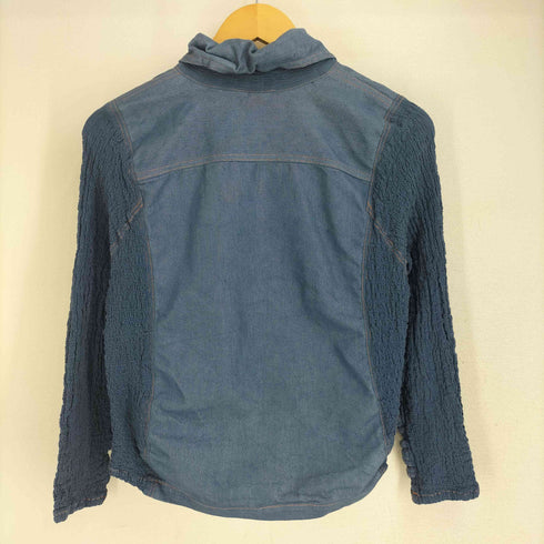 イッセイミヤケミー ISSEY MIYAKE me カリフラワー 切替 シワ加工 デニムジャケット レディース